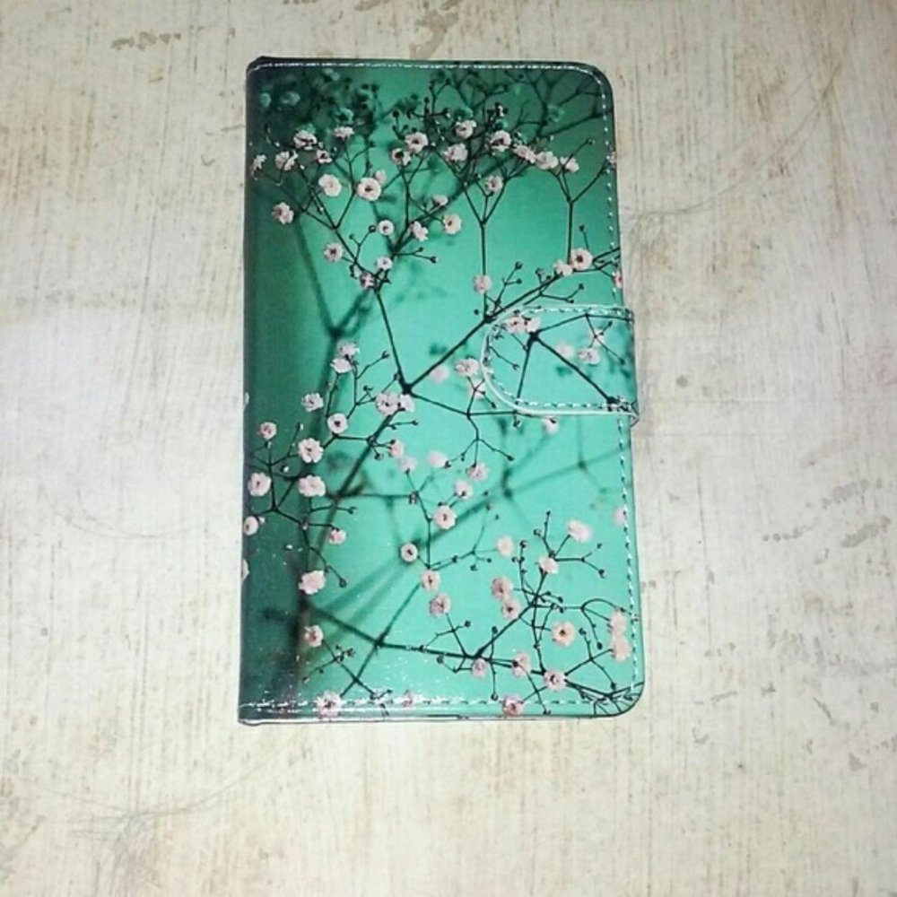 Vegan Leather Plum Blossom Folio Wallet Case